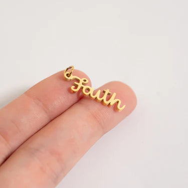 18K Gold PVD Stainless Steel Faith Charm