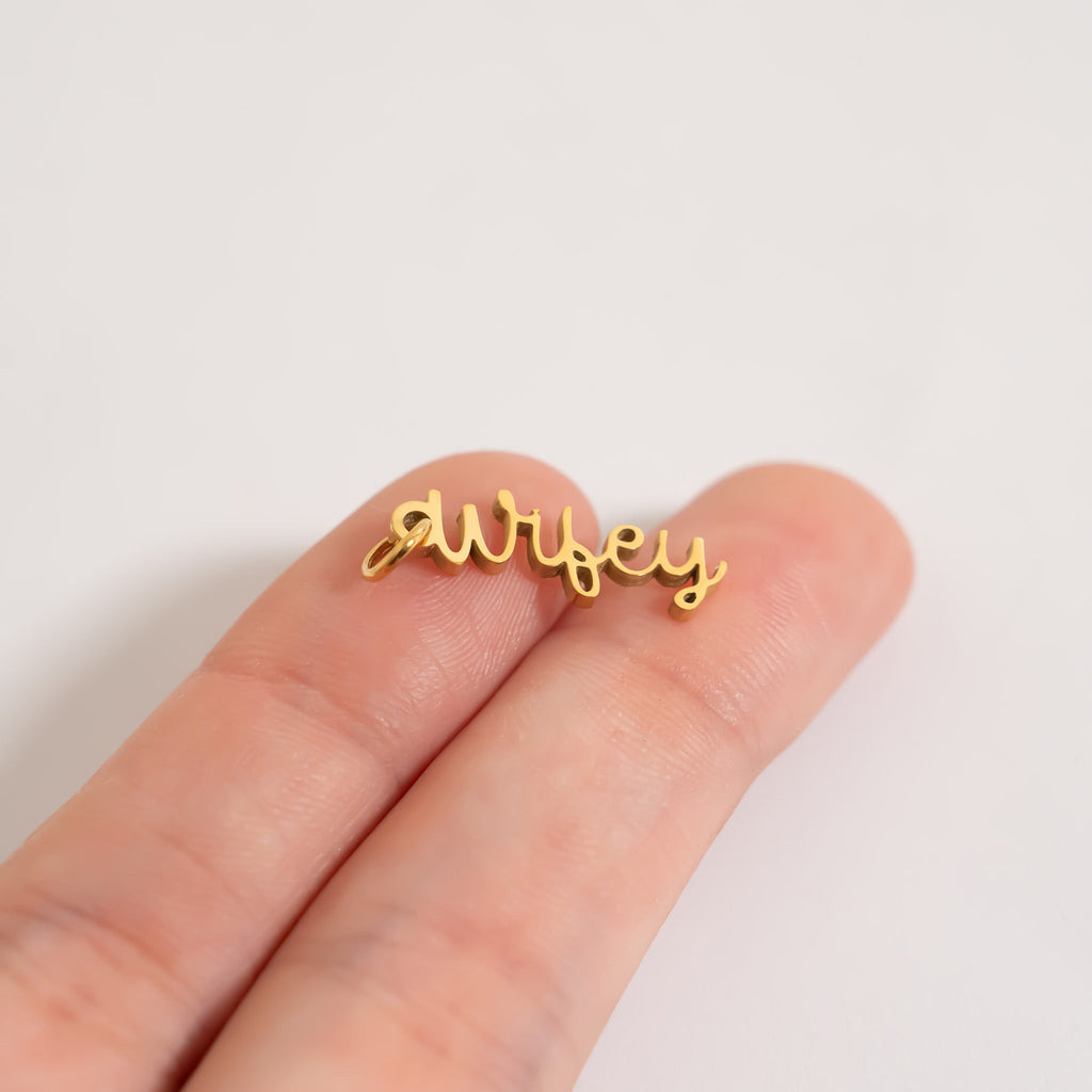 18K Gold Wifey Charm – Hypoallergenic Stainless Steel Pendant for Everyday Wear