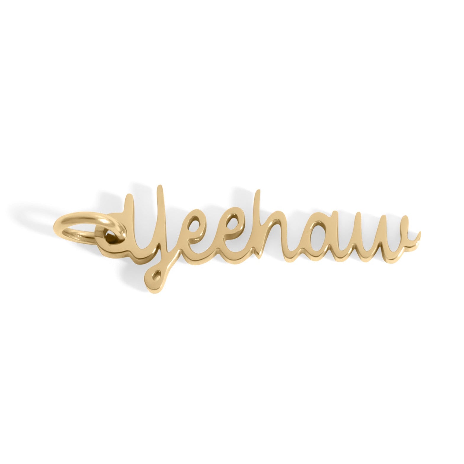 Yeehaw Charm – Gold & Stainless Steel Western Jewelry Pendant, Playful Design