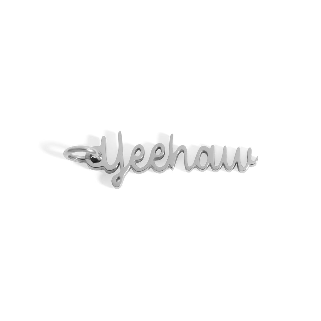 Yeehaw Charm – Gold & Stainless Steel Western Jewelry Pendant, Playful Design