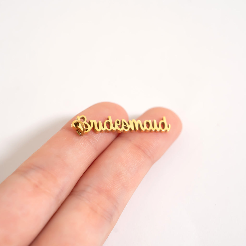 Gold Bridesmaid Charm – 18K PVD Gold Stainless Steel Pendant | Hypoallergenic Gift