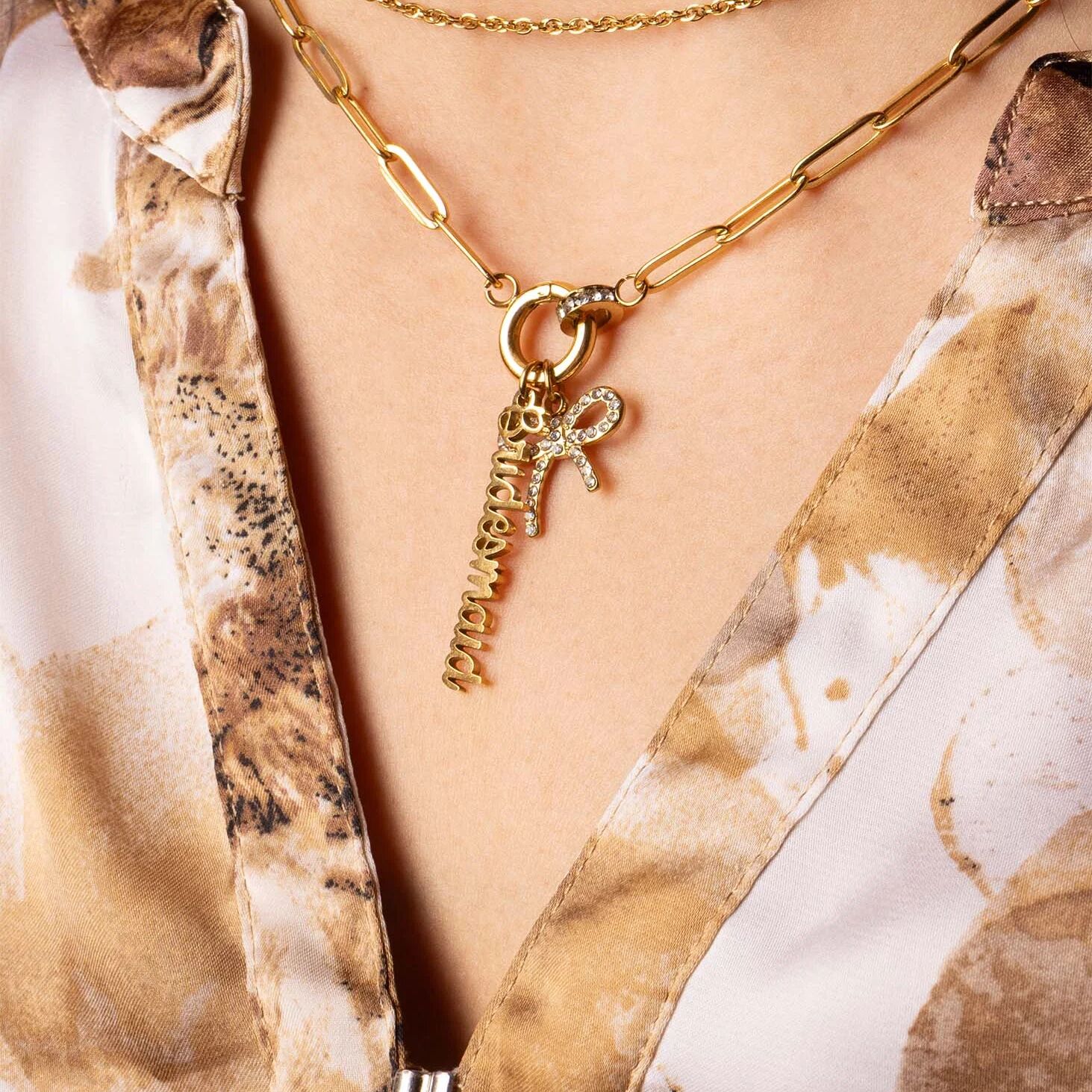 Gold Bridesmaid Charm – 18K PVD Gold Stainless Steel Pendant | Hypoallergenic Gift