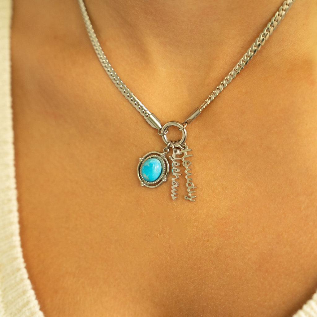 18K Gold Charm – Stainless Steel Western Style Cowgirl Jewelry Pendant