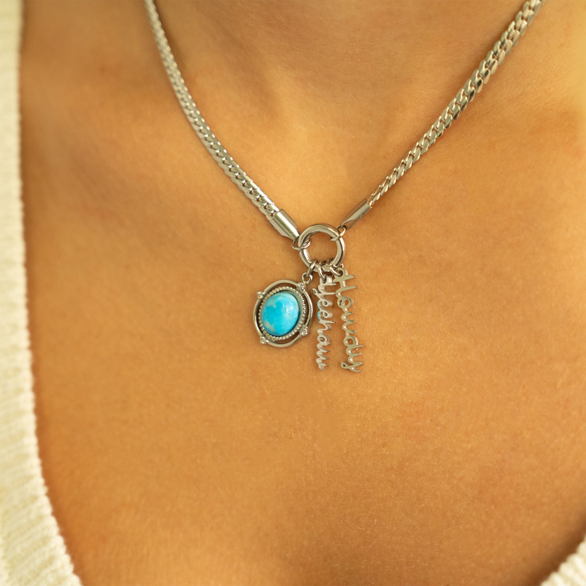 18K Gold Charm – Stainless Steel Western Style Cowgirl Jewelry Pendant