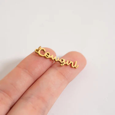 18K Gold Stainless Steel Cowgirl Charm