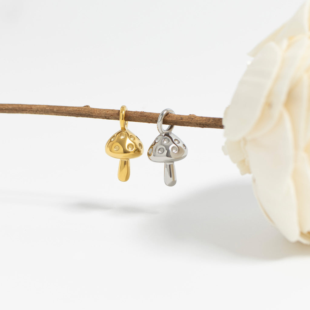 Gold Mushroom Charm – 18K Gold Pendant | Hypoallergenic Stainless Steel Jewelry