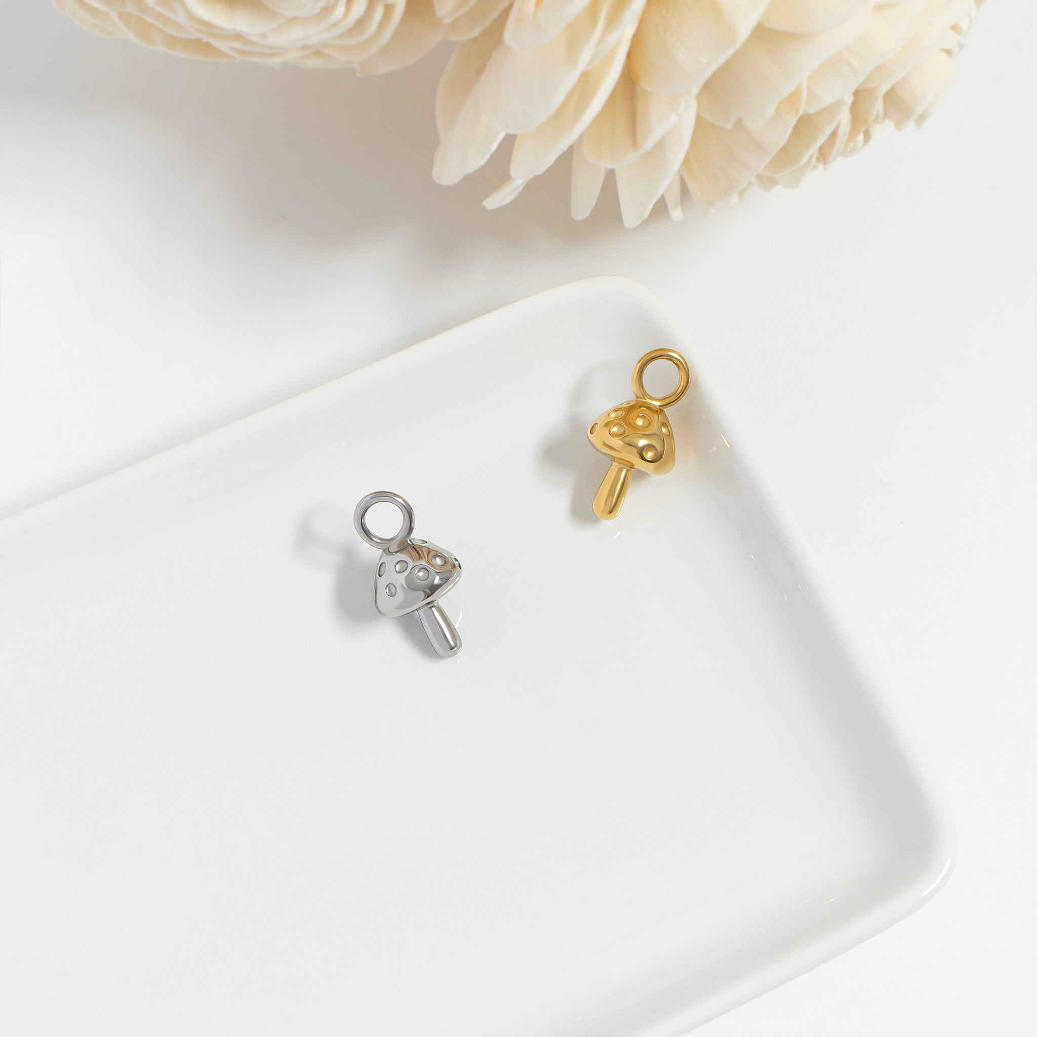 Gold Mushroom Charm – 18K Gold Pendant | Hypoallergenic Stainless Steel Jewelry