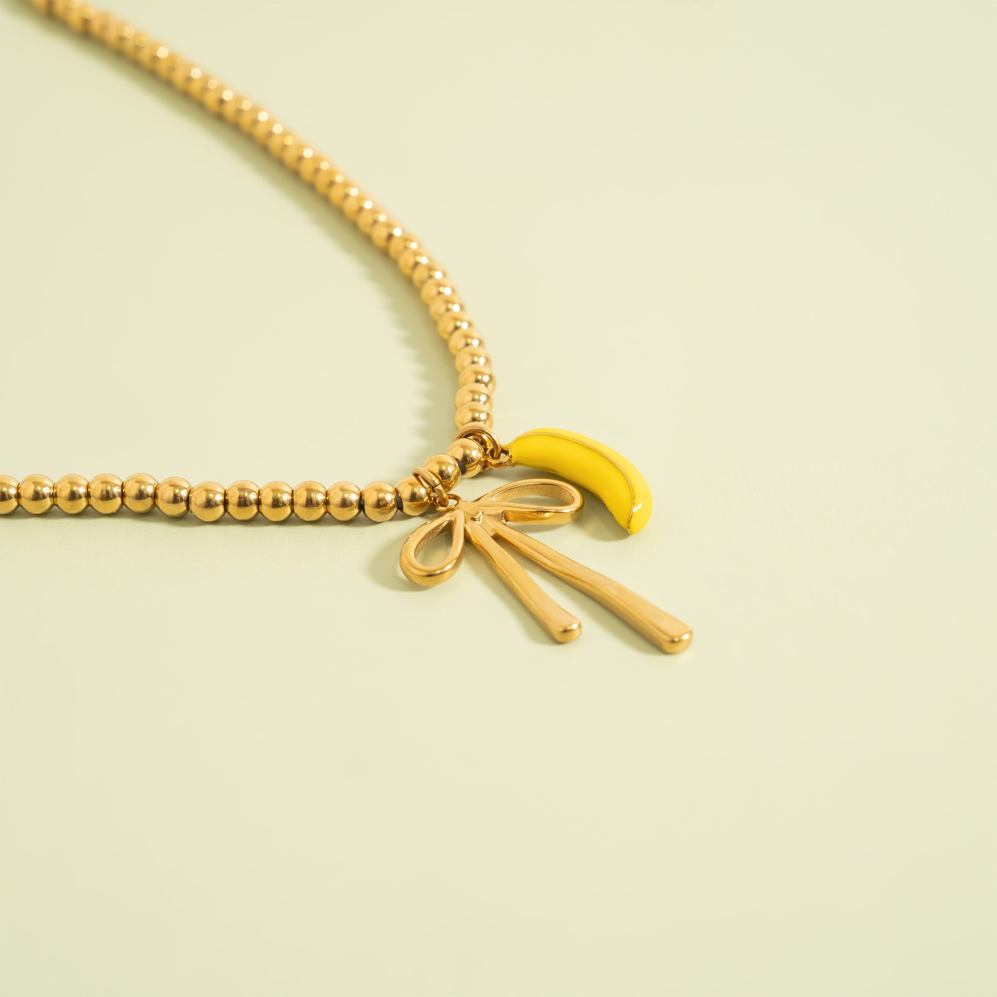 18K Gold Banana Charm – Stainless Steel Yellow Enamel Fruit Pendant Gift