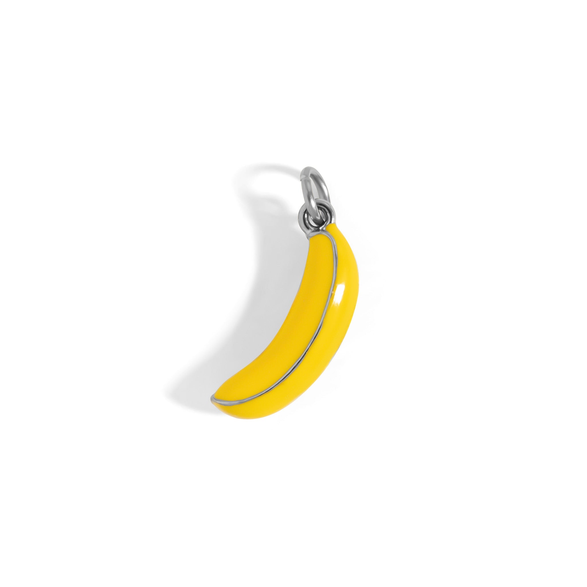 18K Gold Banana Charm – Stainless Steel Yellow Enamel Fruit Pendant Gift