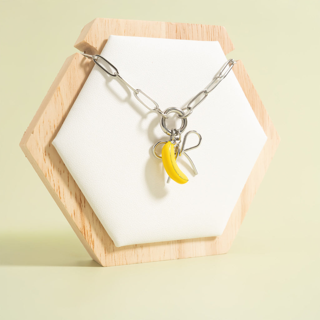 18K Gold Banana Charm – Stainless Steel Yellow Enamel Fruit Pendant Gift