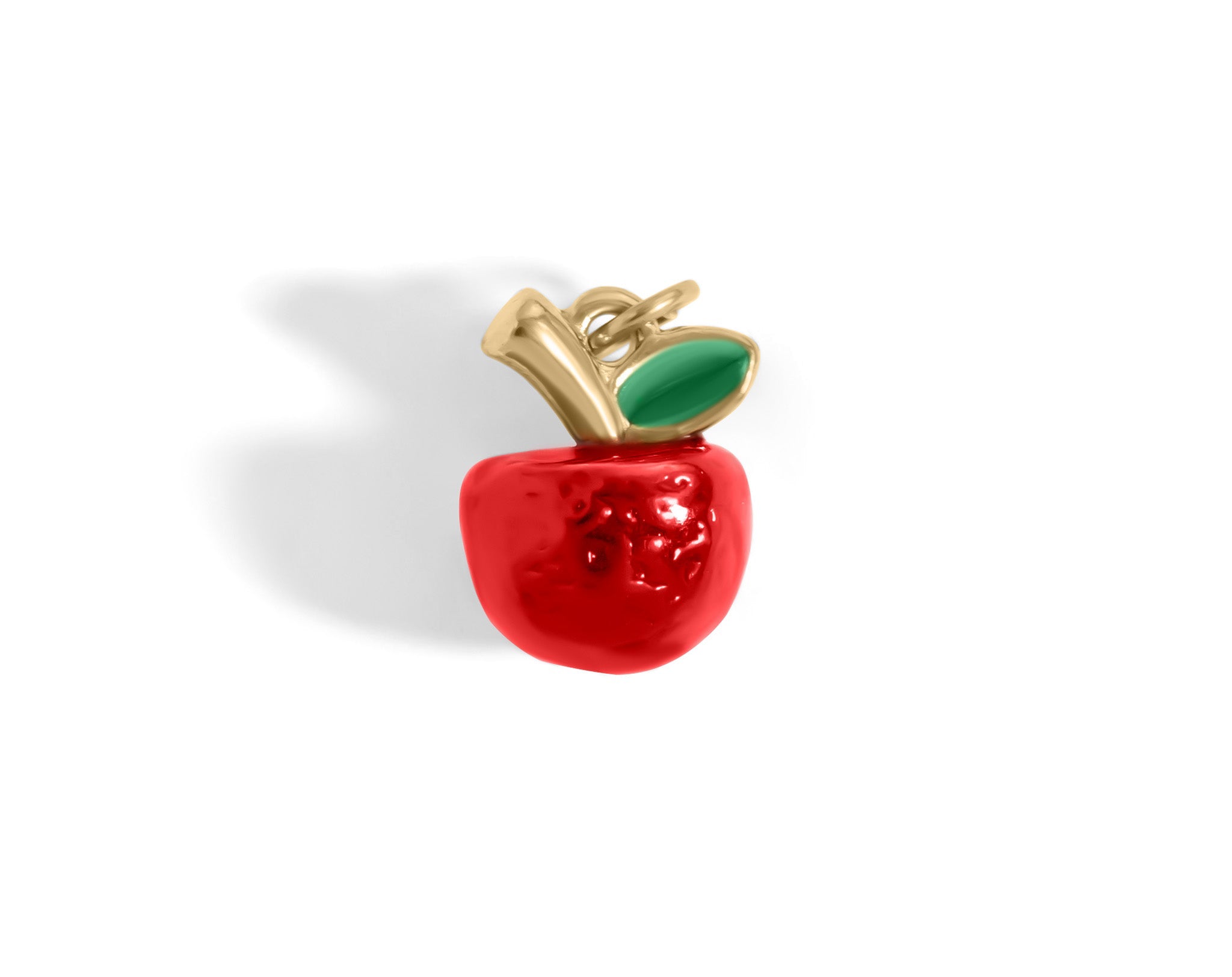 18K Gold Apple Charm – Stainless Steel Red Enamel Pendant, Hypoallergenic Jewelry