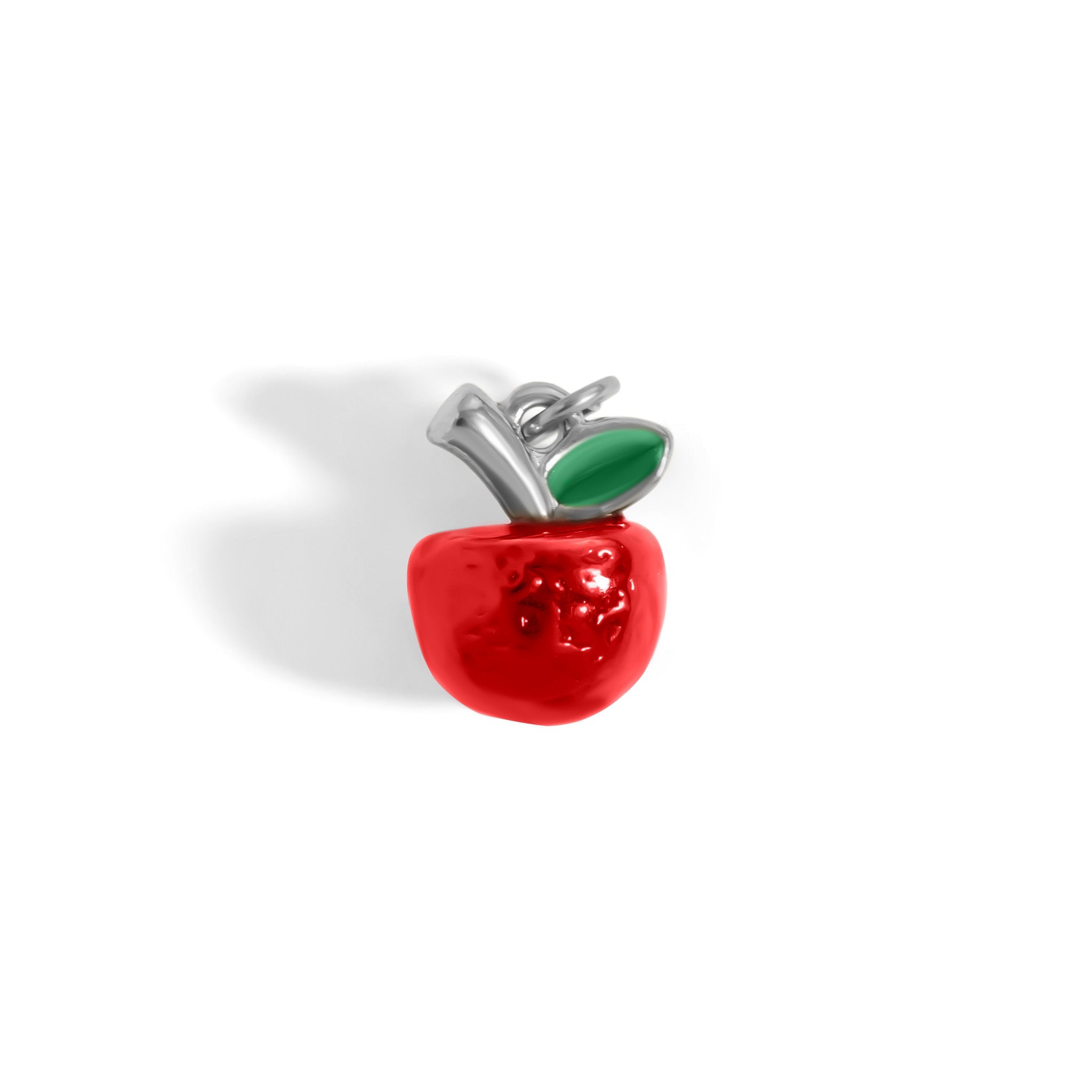 18K Gold Apple Charm – Stainless Steel Red Enamel Pendant, Hypoallergenic Jewelry