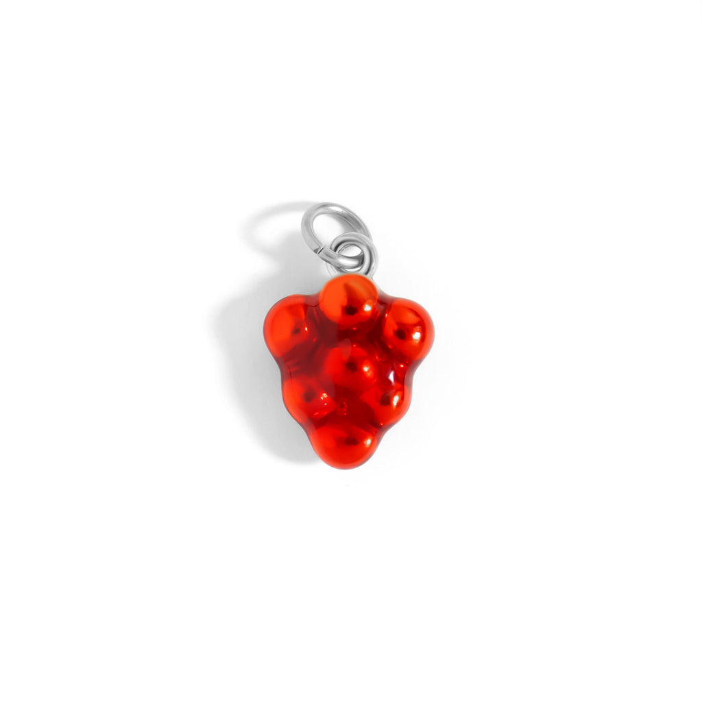18K Gold Raspberry Charm – Hypoallergenic Stainless Steel Red Enamel Pendant