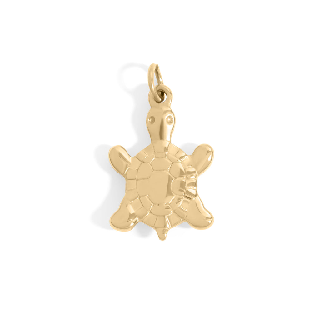 Turtle Charm 18K Gold PVD Stainless Steel – Mother of Pearl Coastal Pendant