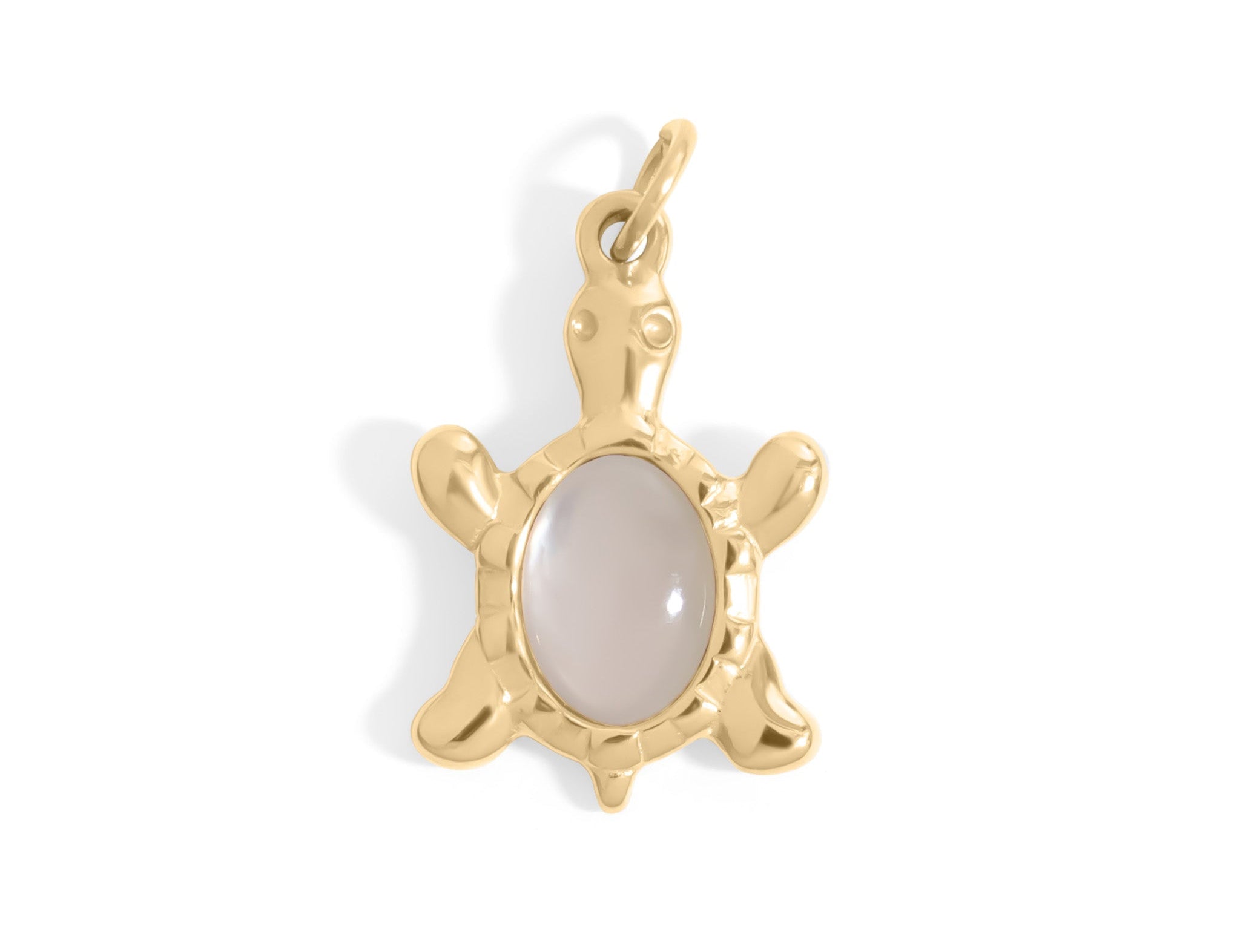 Turtle Charm 18K Gold PVD Stainless Steel – Mother of Pearl Coastal Pendant
