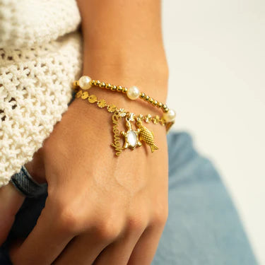 18K Gold PVD Stainless Steel Mother Of Pearl Turtle Charm