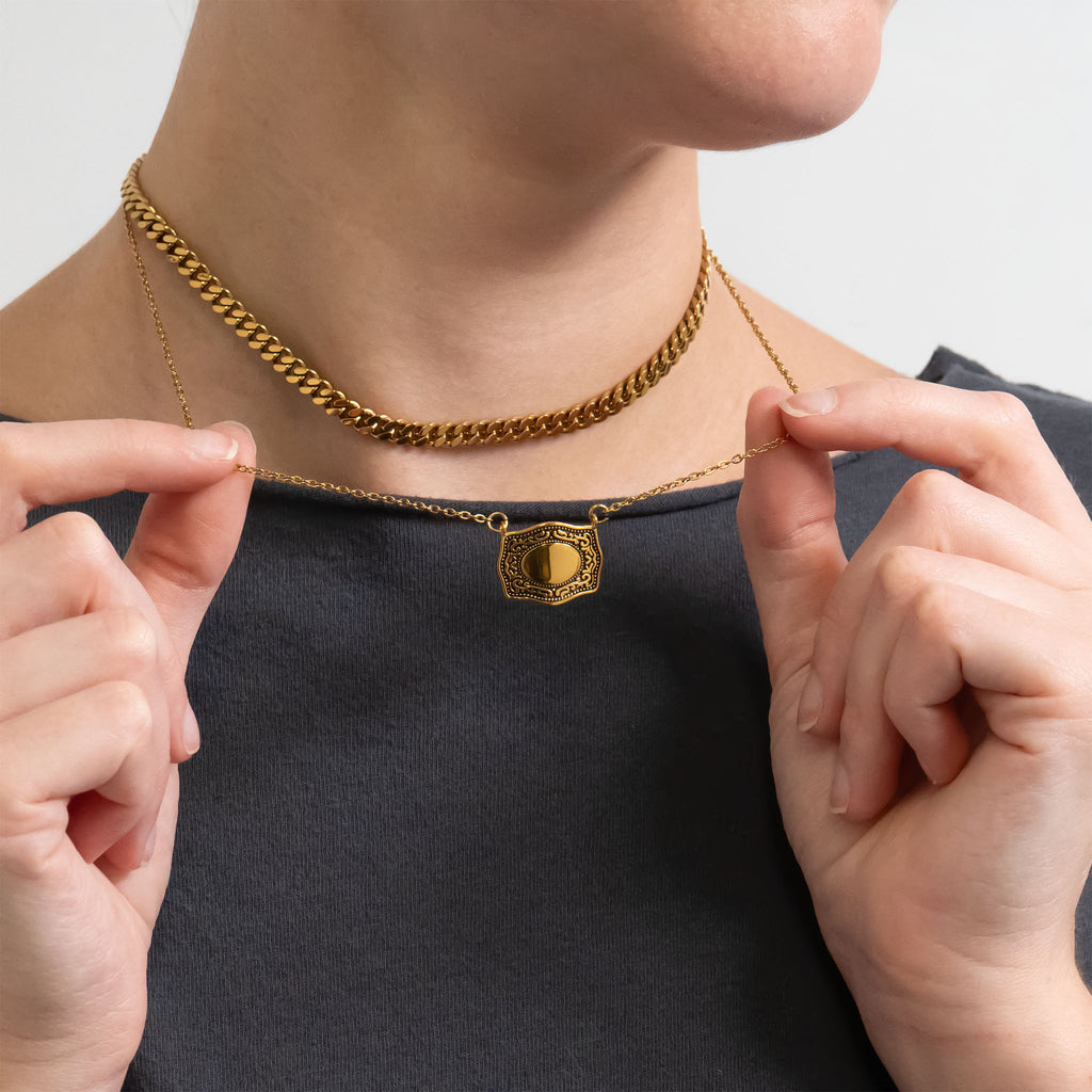 Gold Belt Buckle Charm – 18K Gold Stainless Steel Hypoallergenic Jewelry Piece