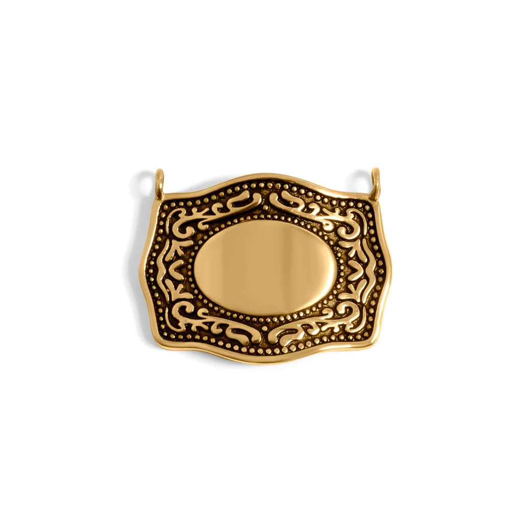 Gold Belt Buckle Charm – 18K Gold Stainless Steel Hypoallergenic Jewelry Piece