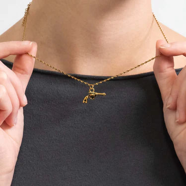 18K Gold PVD Stainless Steel Western Gun Charm