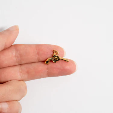 18K Gold PVD Stainless Steel Western Gun Charm