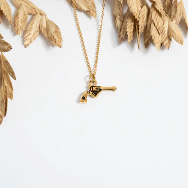 18K Gold PVD Stainless Steel Western Gun Charm