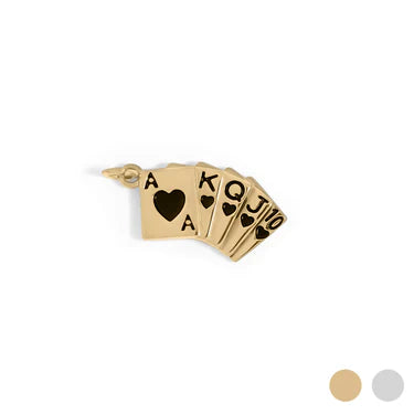 18K Gold PVD Stainless Steel Playing Cards Charm