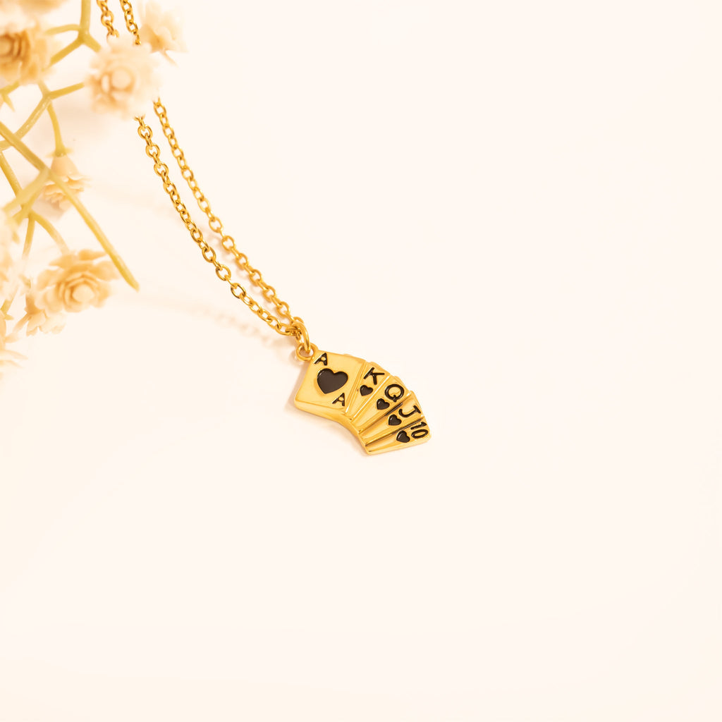 Playing Cards Charm – 18K Gold PVD Stainless Steel Hypoallergenic Jewelry