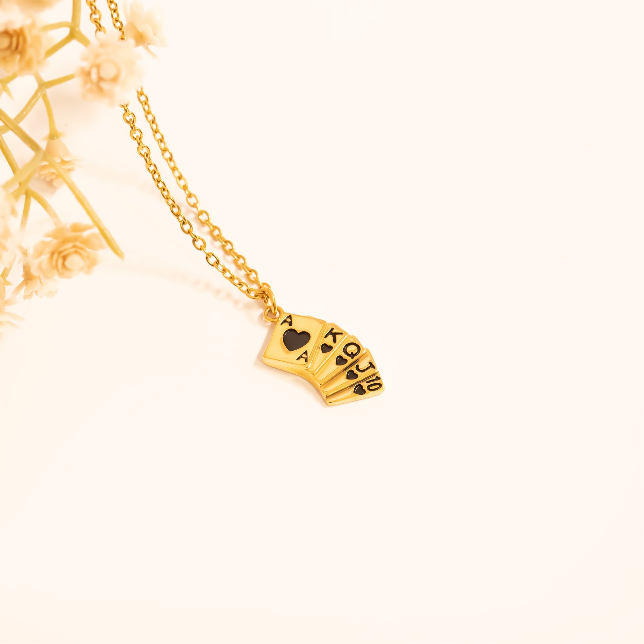 Playing Cards Charm – 18K Gold PVD Stainless Steel Hypoallergenic Jewelry