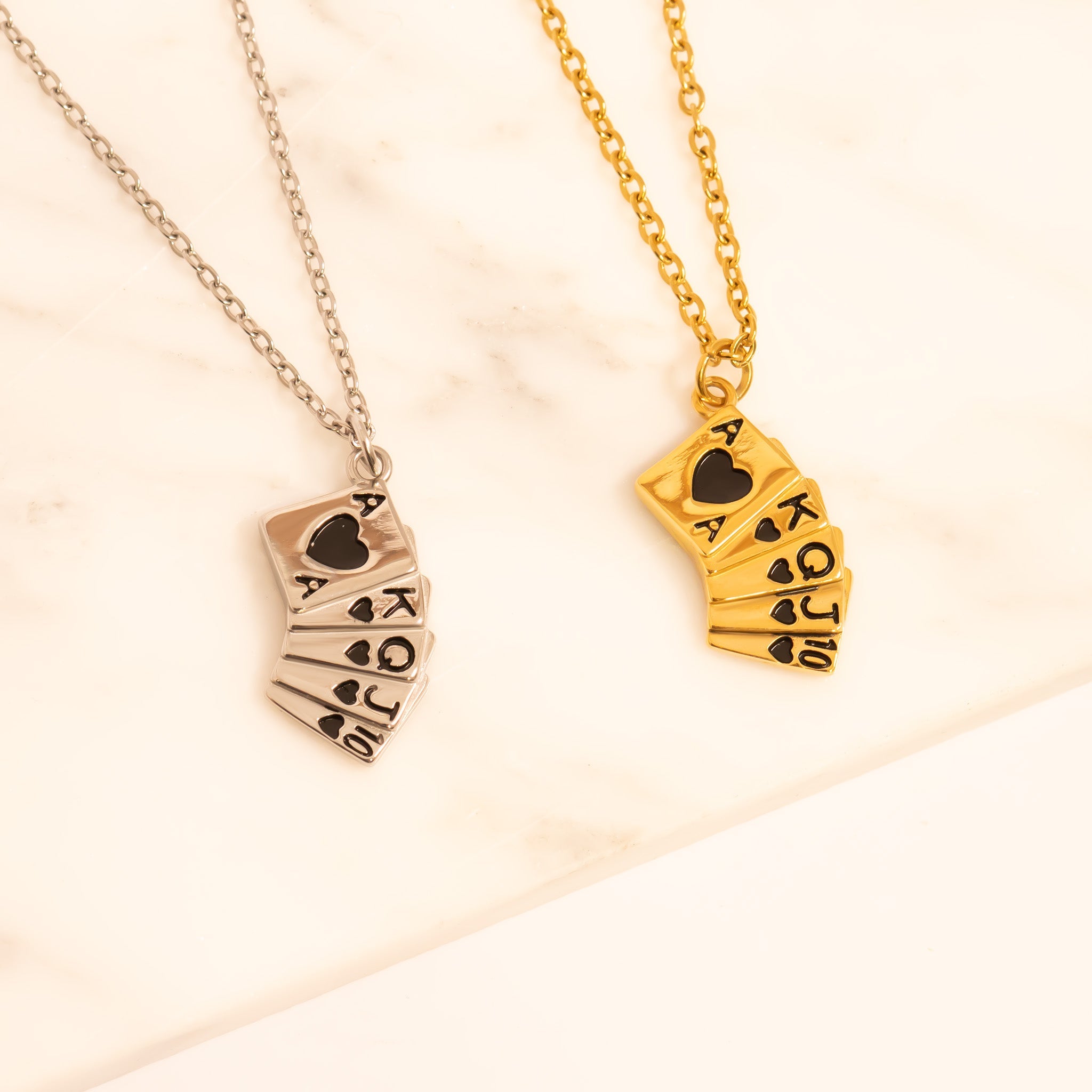 Playing Cards Charm – 18K Gold PVD Stainless Steel Hypoallergenic Jewelry