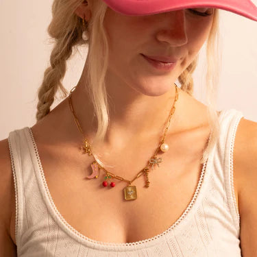 18K Gold PVD Stainless Steel Stone Heart Pendant