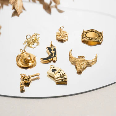 18K Gold PVD Stainless Steel Western Gun Charm
