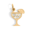 18K Gold Margarita Charm – Sparkling Stainless Steel Cocktail Pendant, Tropical Style