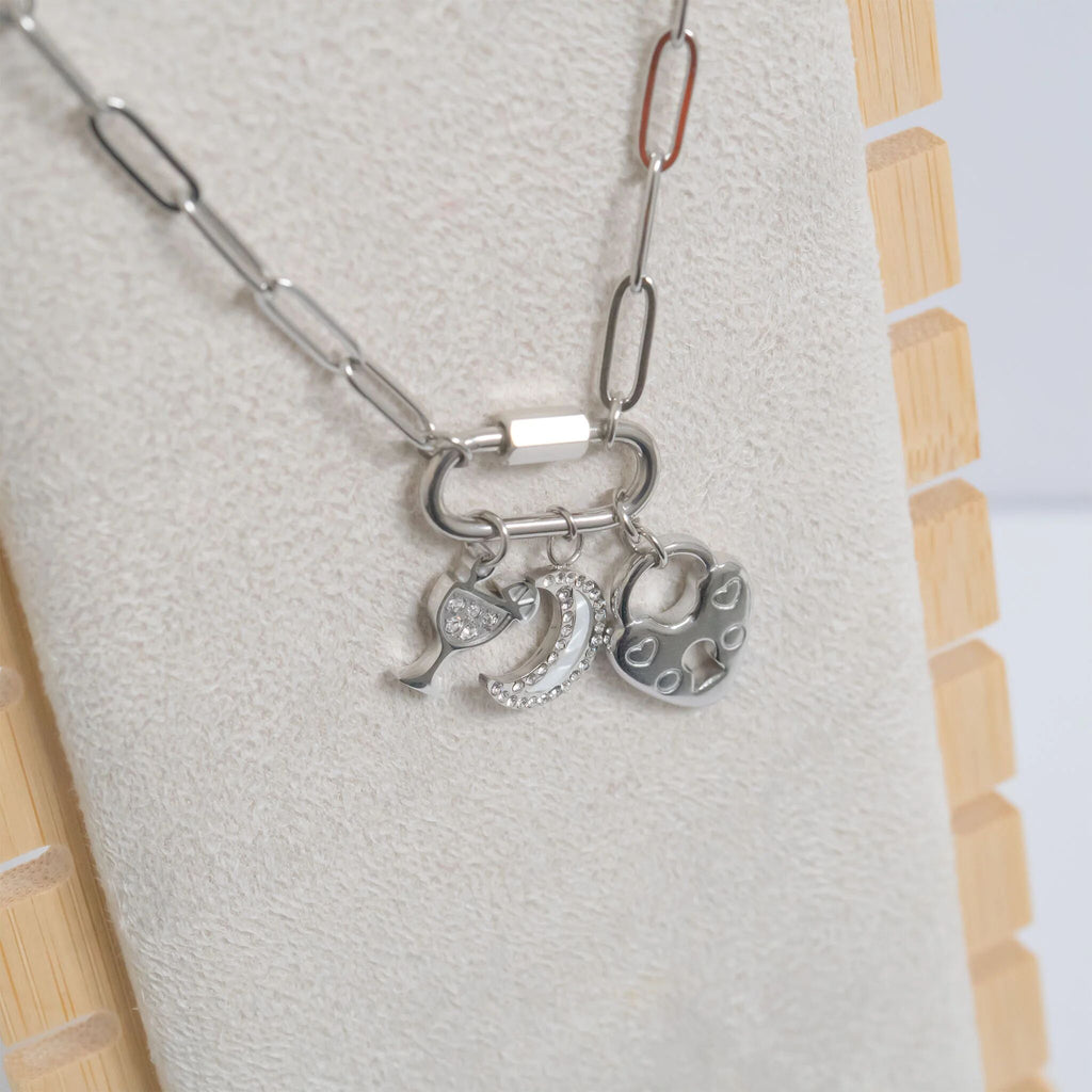 18K Gold Margarita Charm – Sparkling Stainless Steel Cocktail Pendant, Tropical Style