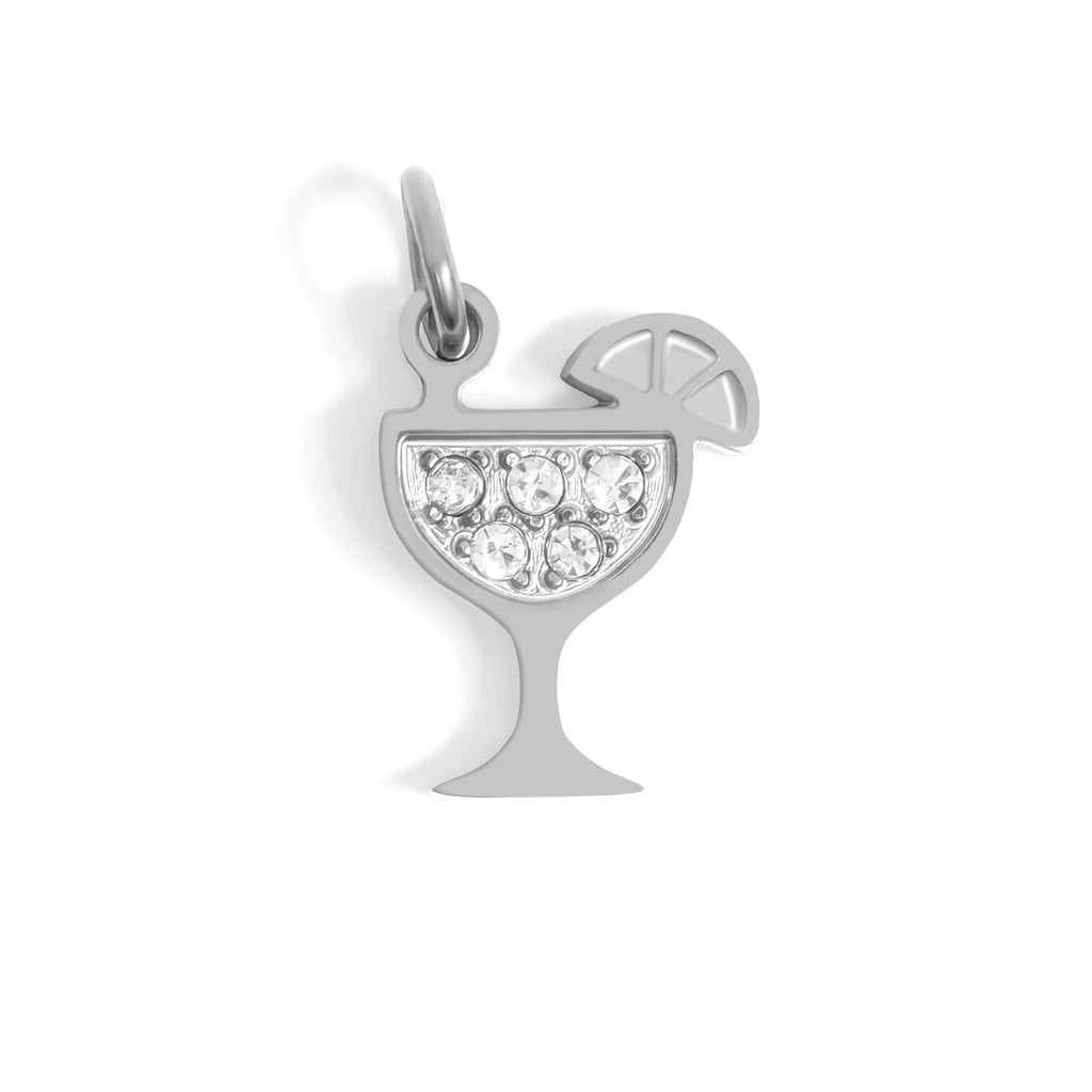 18K Gold Margarita Charm – Sparkling Stainless Steel Cocktail Pendant, Tropical Style
