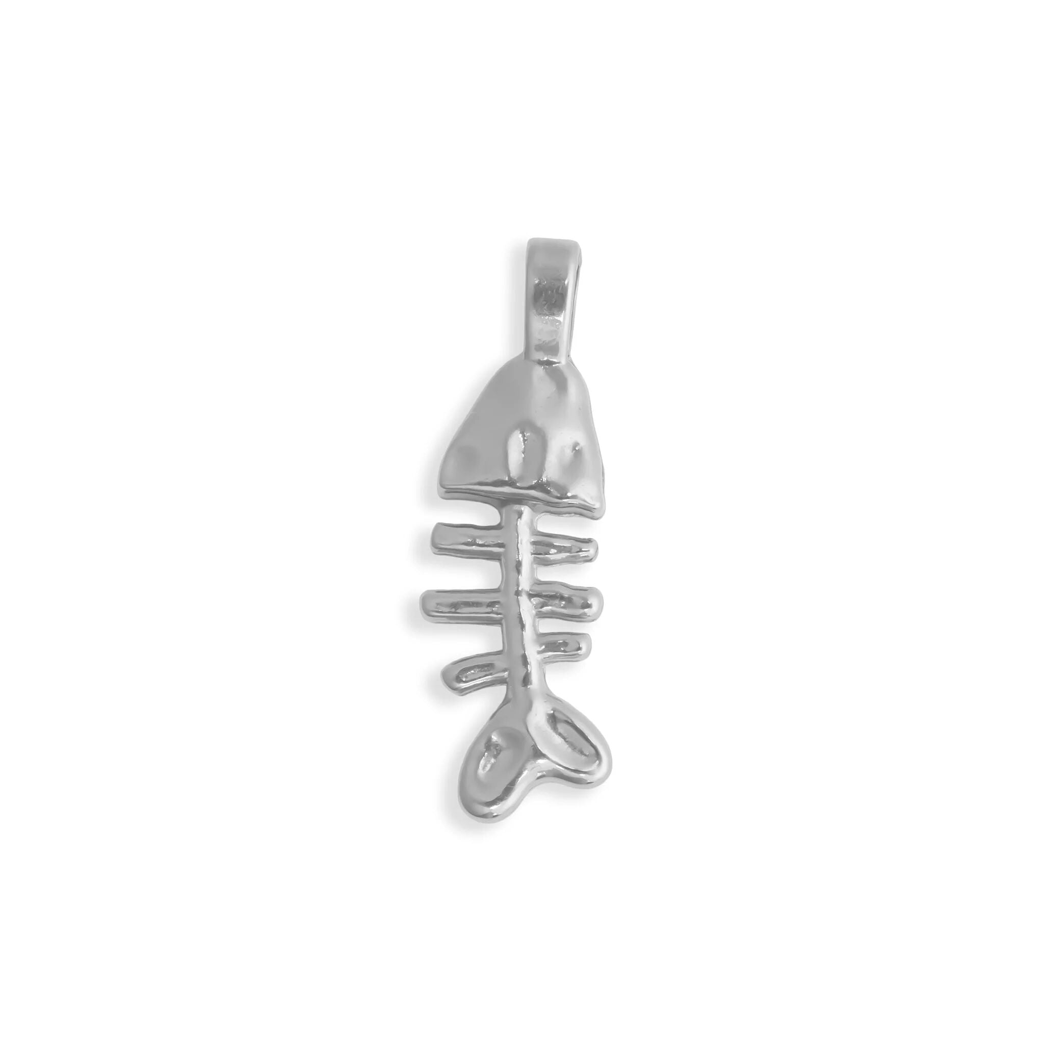 18K Gold Fish Bone Charm – Durable Stainless Steel Gold Plated Pendant