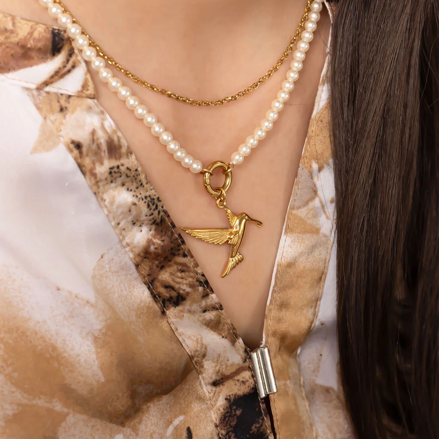 18K Gold Hummingbird Charm – Hypoallergenic Stainless Steel, Scratch Resistant Jewelry