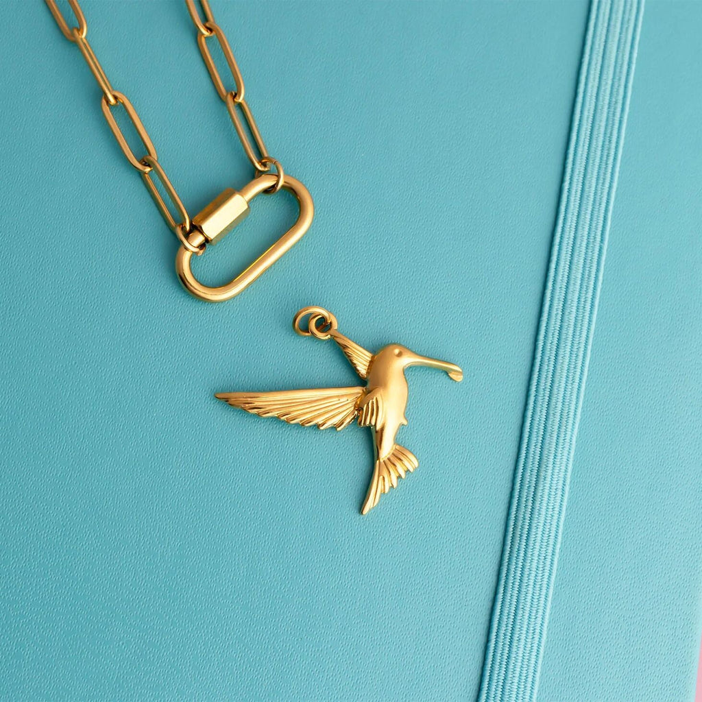 18K Gold Hummingbird Charm – Hypoallergenic Stainless Steel, Scratch Resistant Jewelry