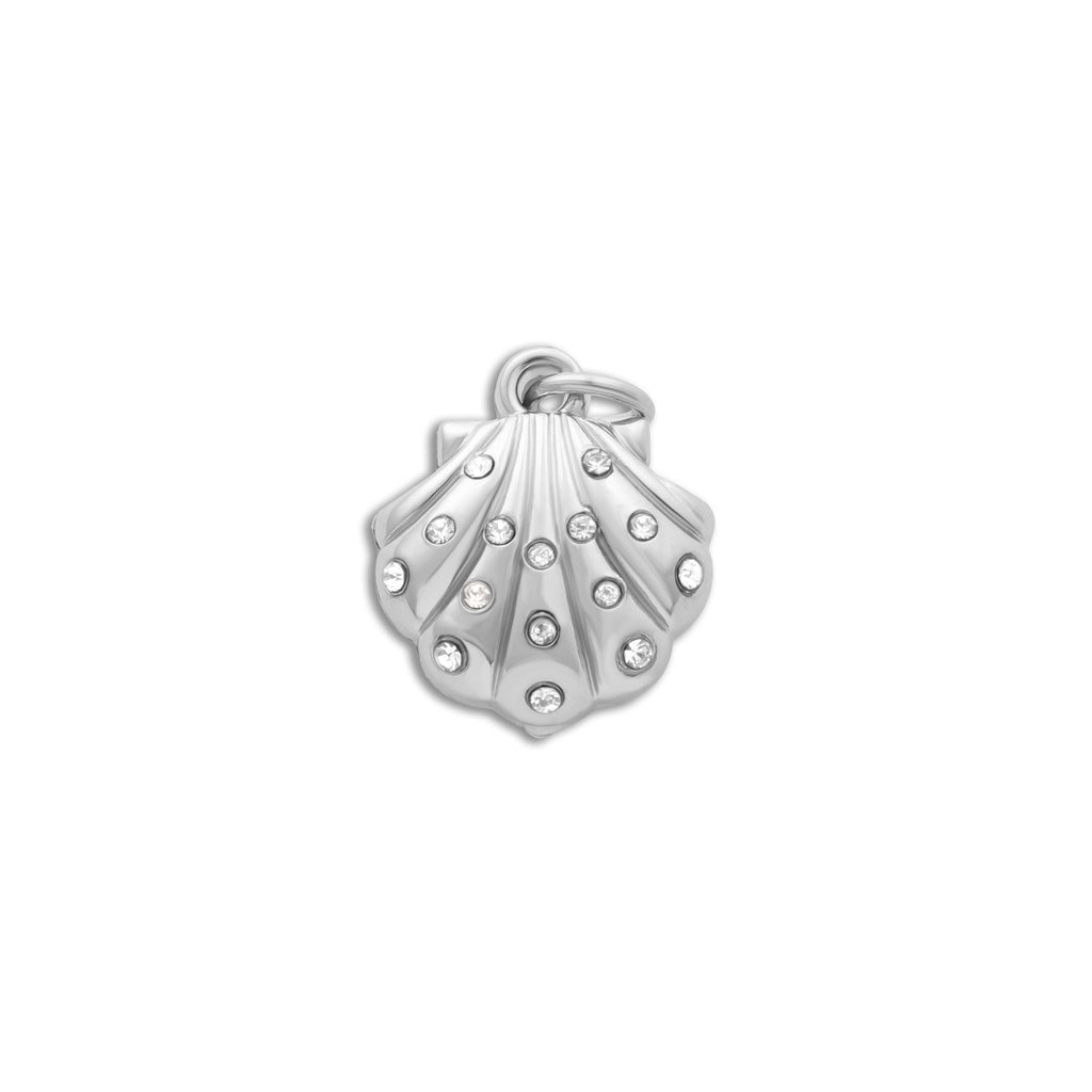 Gold Shell Charm – PVD Gold Jewelry with Hand Set Crystals | Stainless Steel Pendant