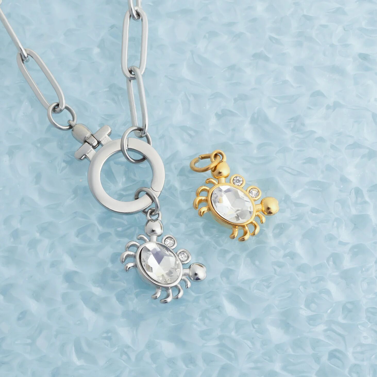 Stone Crab Charm – 18K Gold PVD Stainless Steel Coastal Jewelry with Lobster Clasp