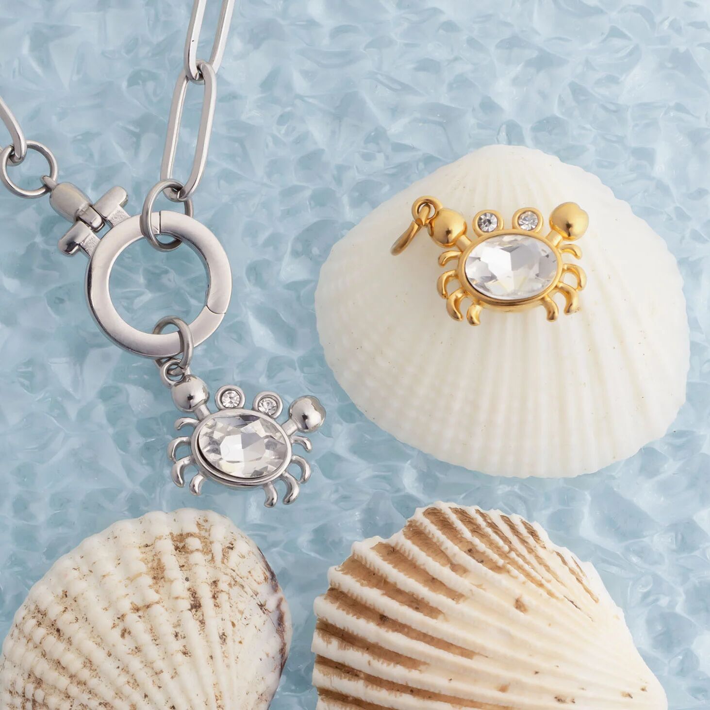Stone Crab Charm – 18K Gold PVD Stainless Steel Coastal Jewelry with Lobster Clasp