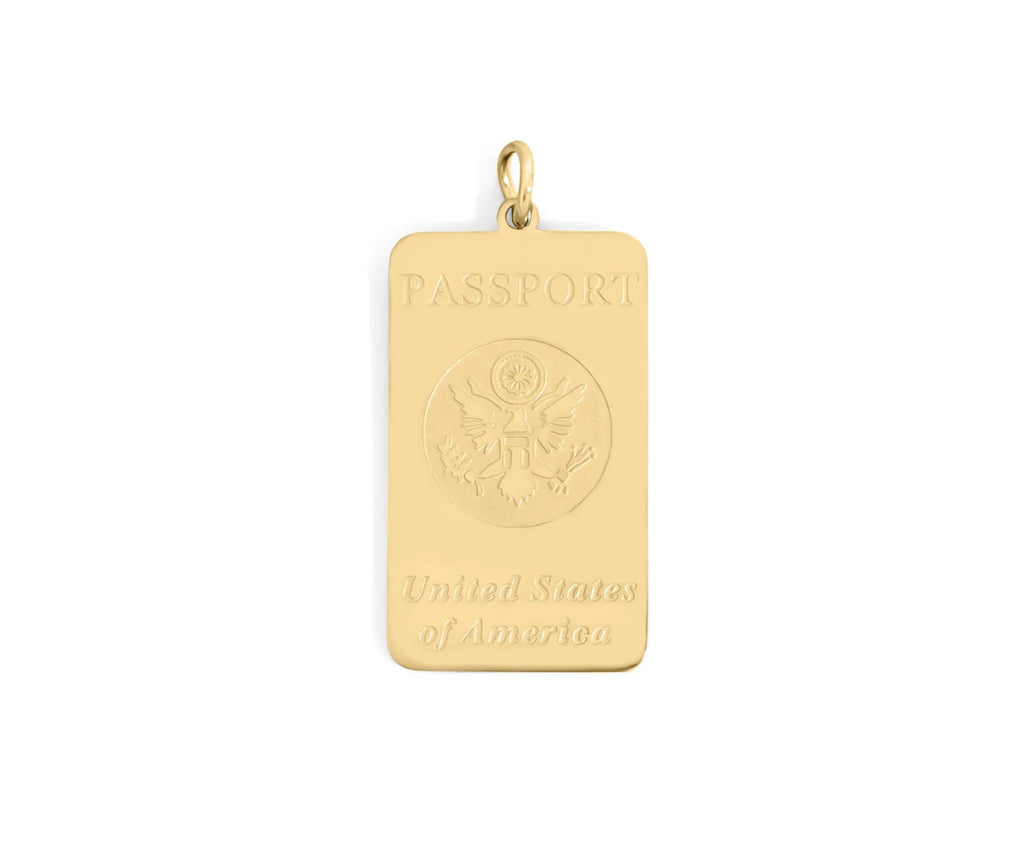 Passport Charm Gold Plated Stainless Steel - Travel Keepsake Pendant 18K