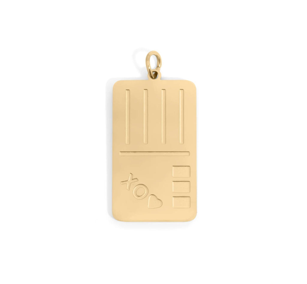 18K Gold Postcard Charm – Hypoallergenic Stainless Steel PVD Coated Jewelry
