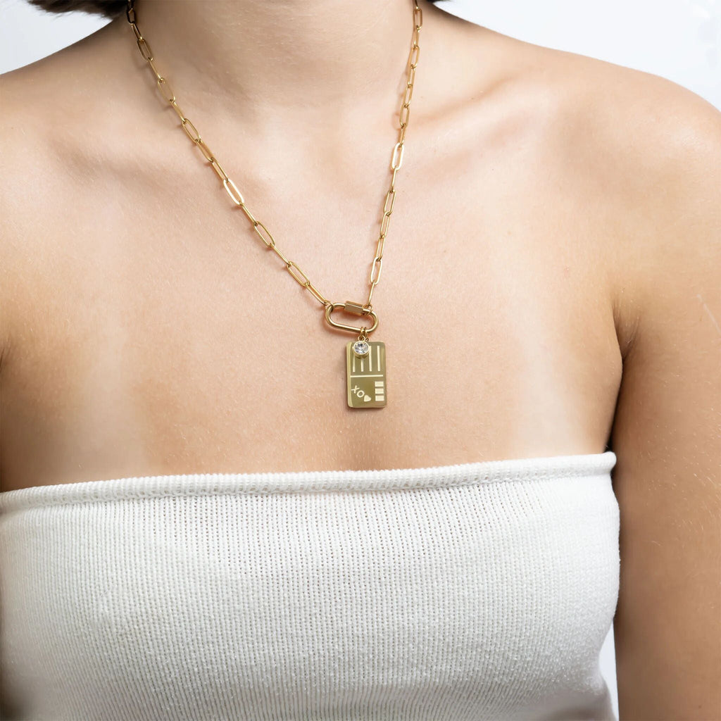 18K Gold Postcard Charm – Hypoallergenic Stainless Steel PVD Coated Jewelry