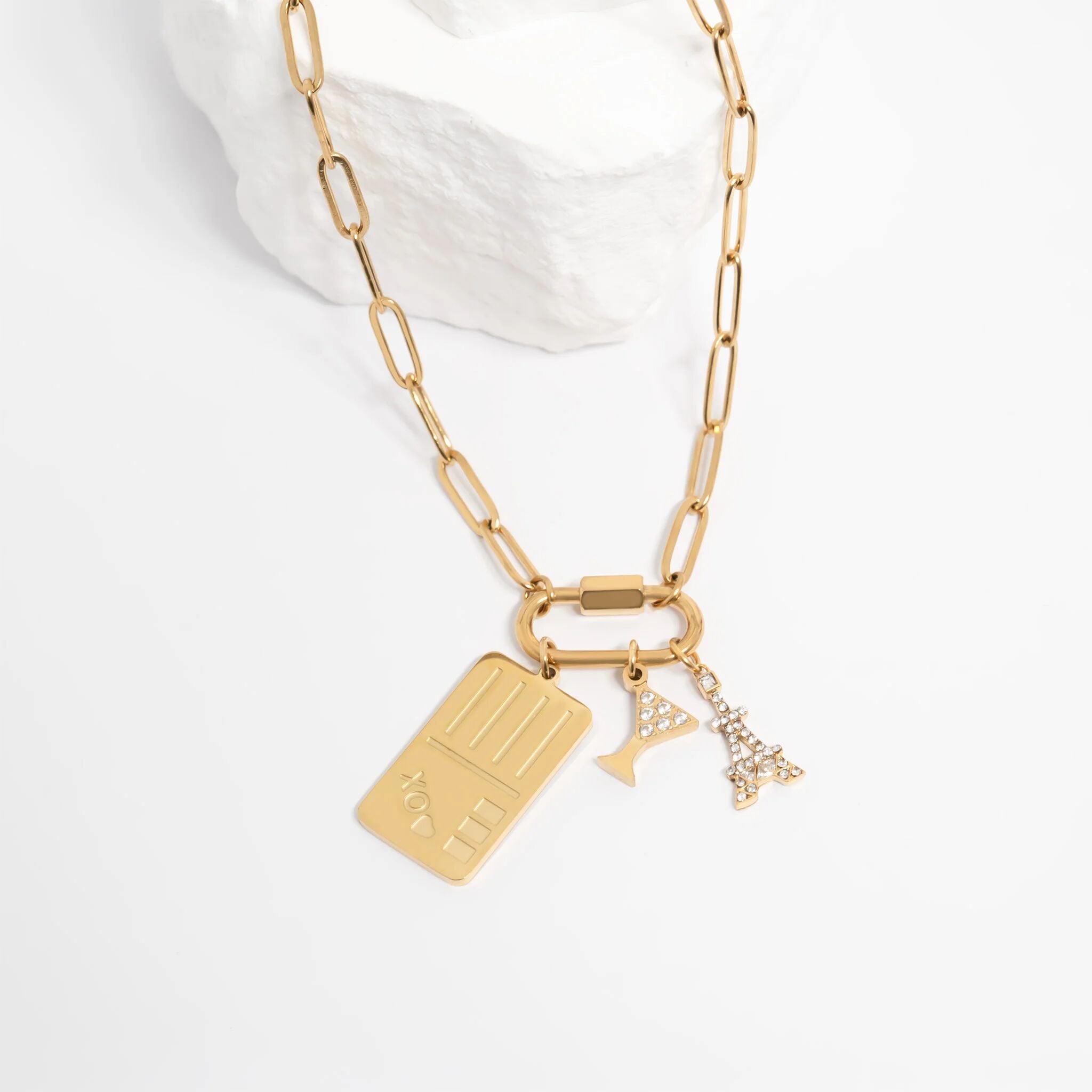 18K Gold Postcard Charm – Hypoallergenic Stainless Steel PVD Coated Jewelry