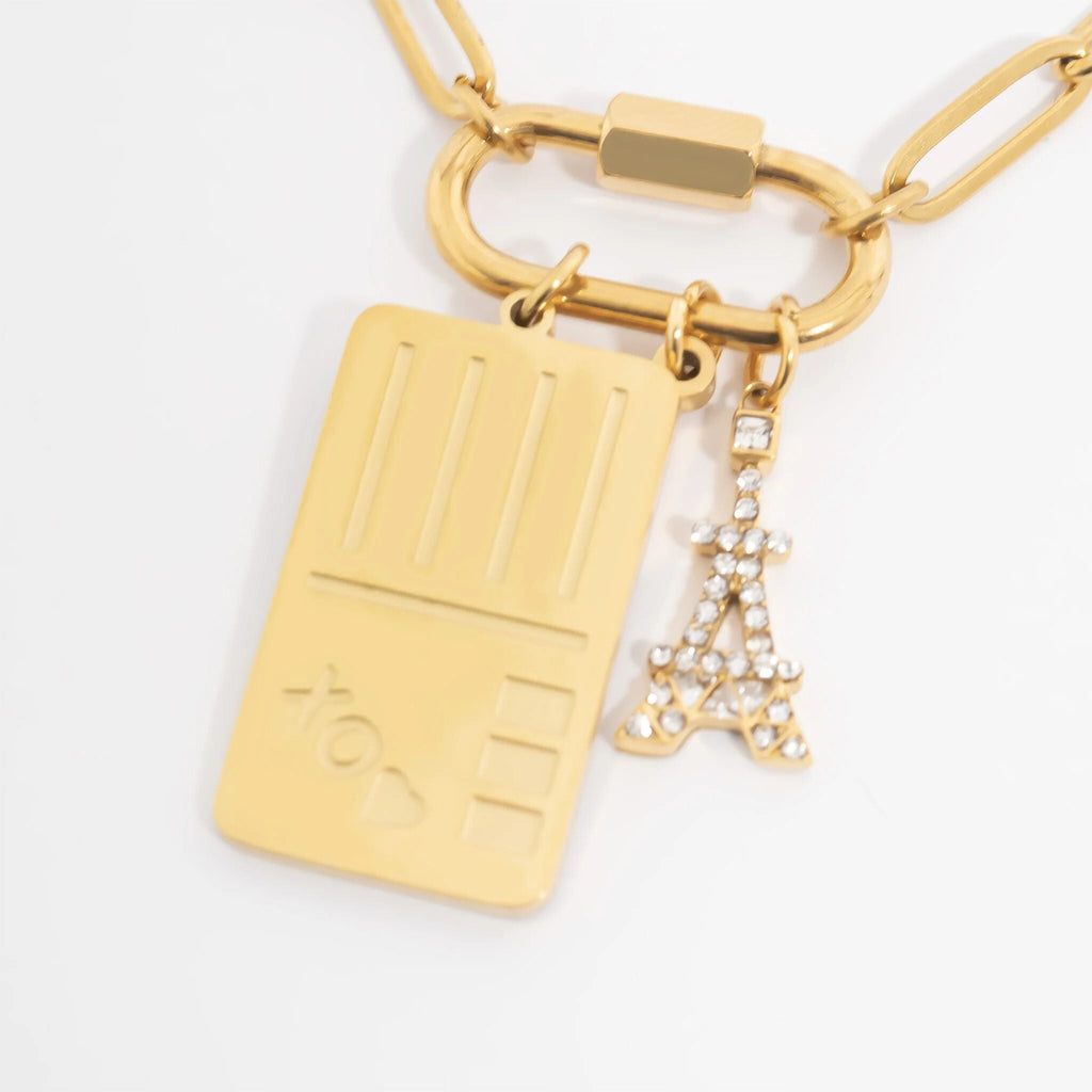 18K Gold Postcard Charm – Hypoallergenic Stainless Steel PVD Coated Jewelry