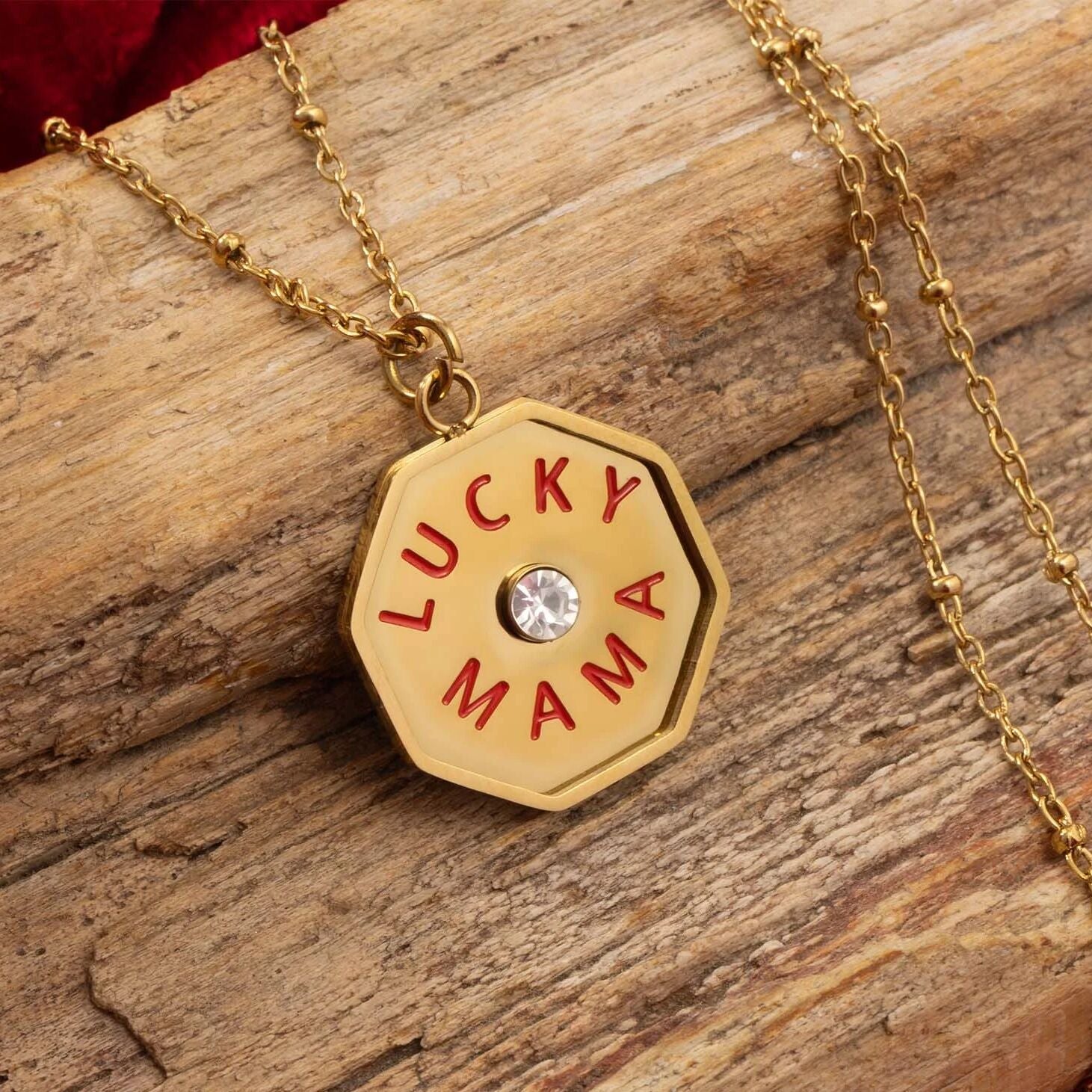 18K Gold Mama Charm – Durable Stainless Steel Lucky Pendant Gift for Mom