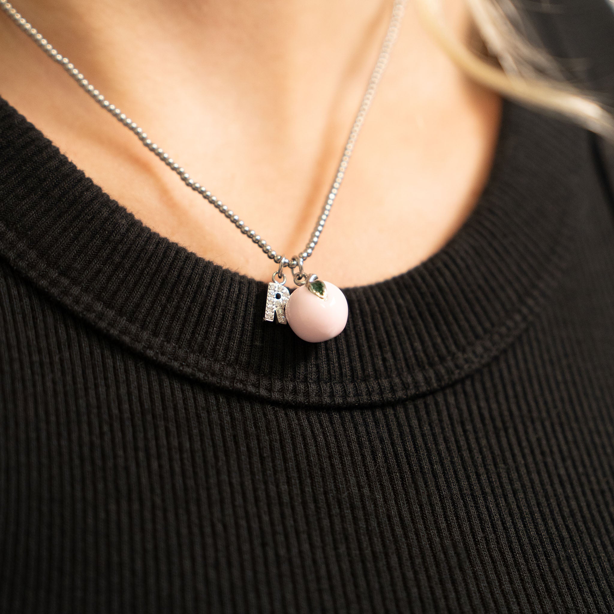 Peach Charm 18K Gold PVD Stainless Steel Enamel Jewelry Accent Piece for Bracelets