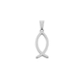 Silver fish-shaped pendant on a white background