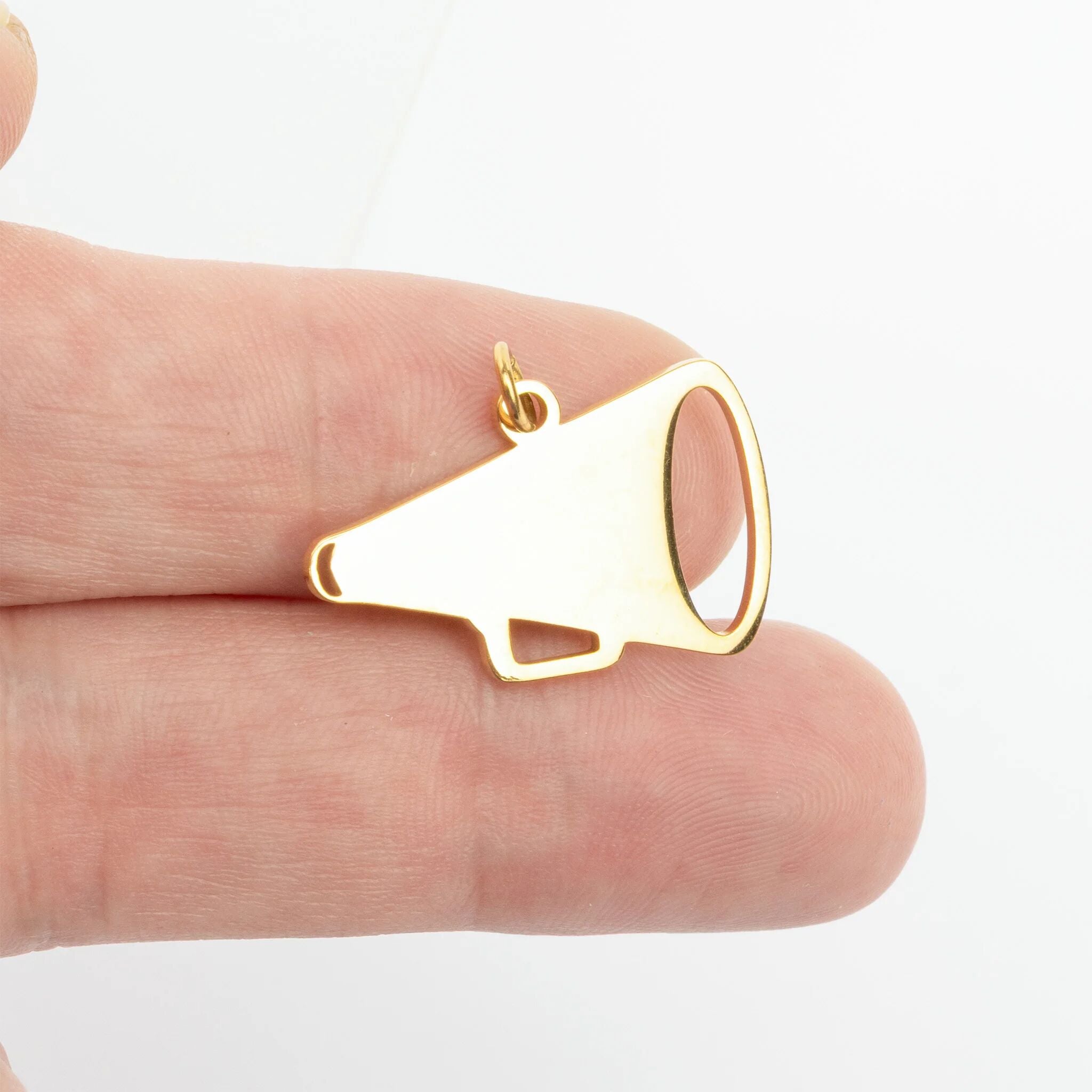 Gold Megaphone Charm - 18K Gold Jewelry Stainless Steel Statement Piece