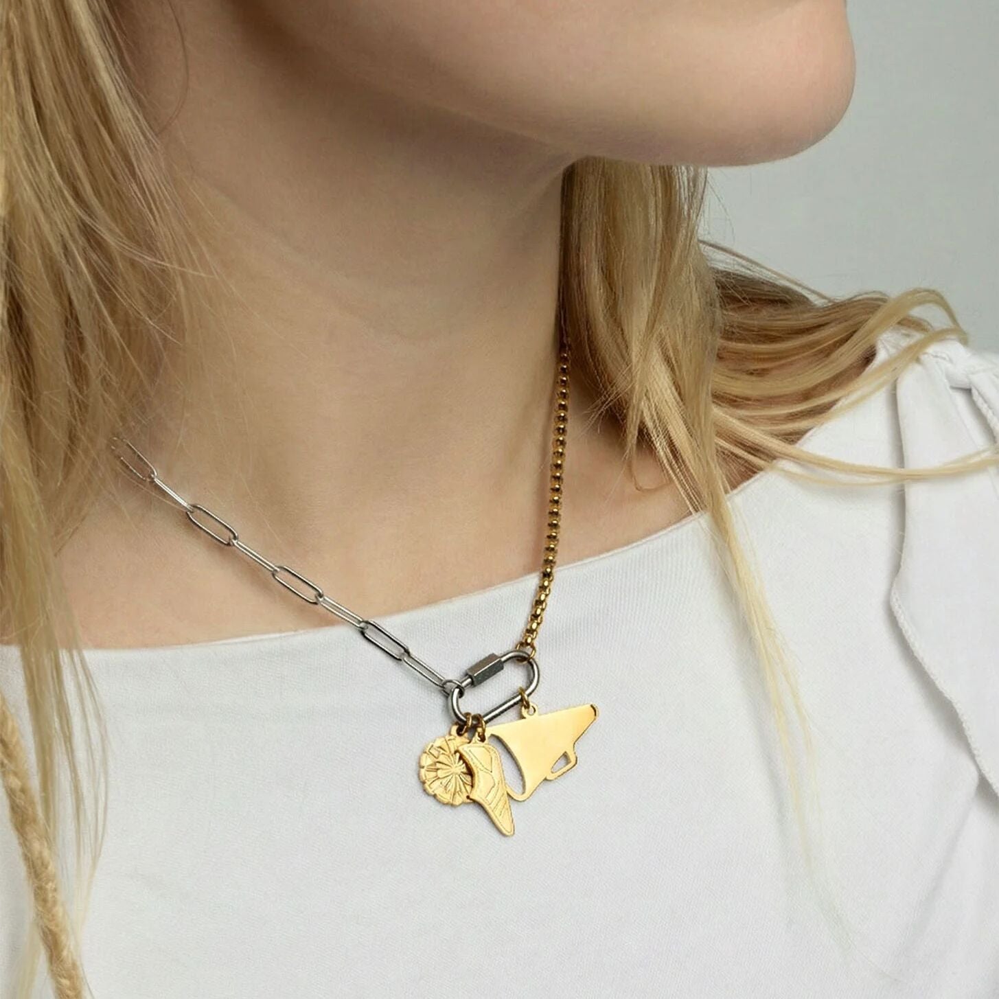 Gold Megaphone Charm - 18K Gold Jewelry Stainless Steel Statement Piece